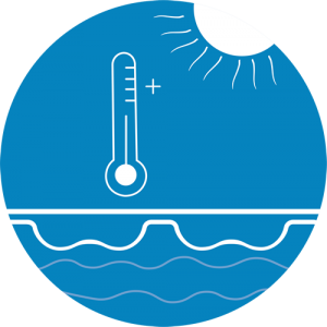 Light blue temperature increase icon